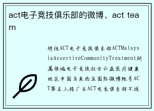 act电子竞技俱乐部的微博、act team